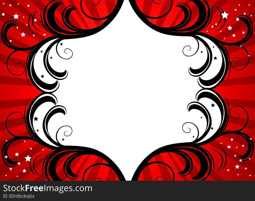 Vector Floral Frame in red