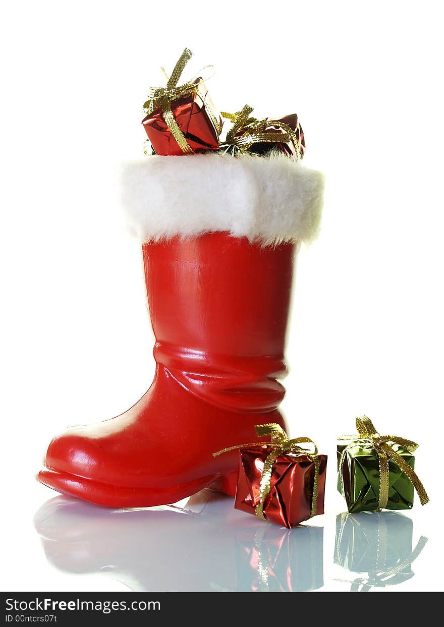 Santa s boot and presents