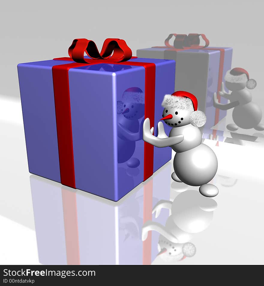 Snowman And Gift