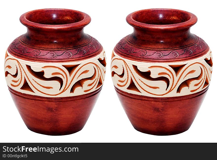 Two sarawak vase image on the white background