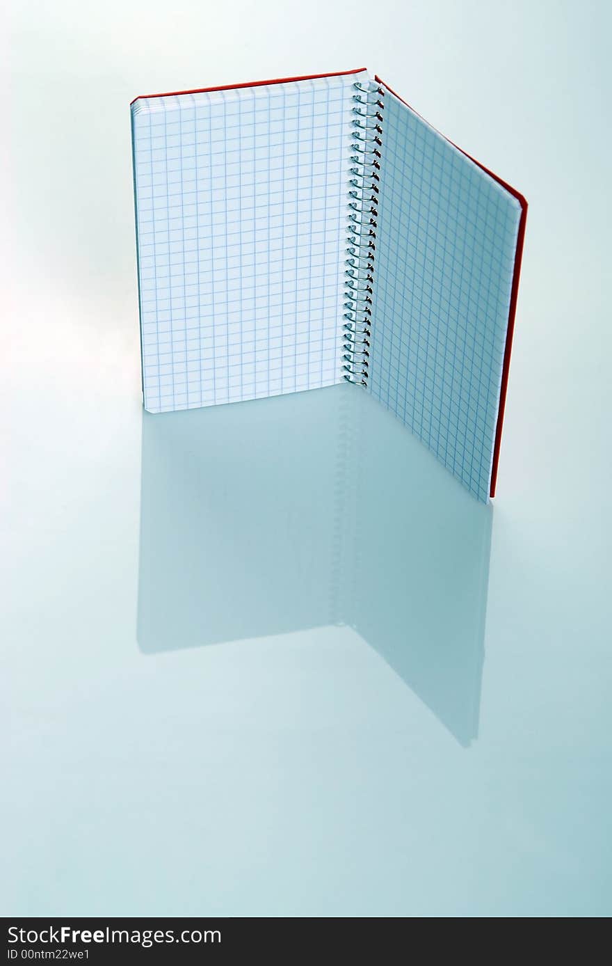 Red notebook isolated with reflection. Red notebook isolated with reflection