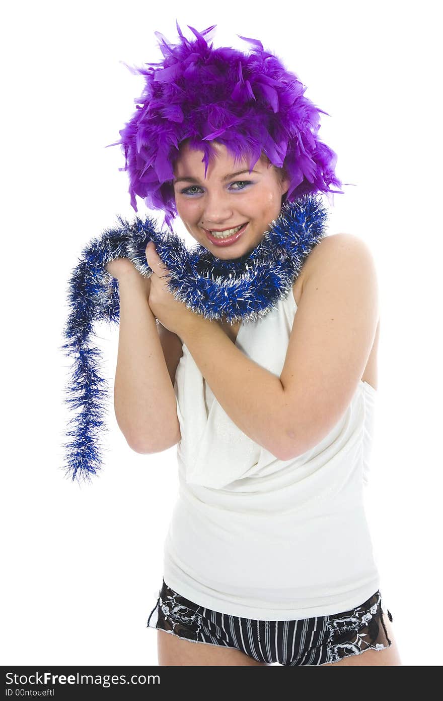 Beautiful woman with christmas decoration