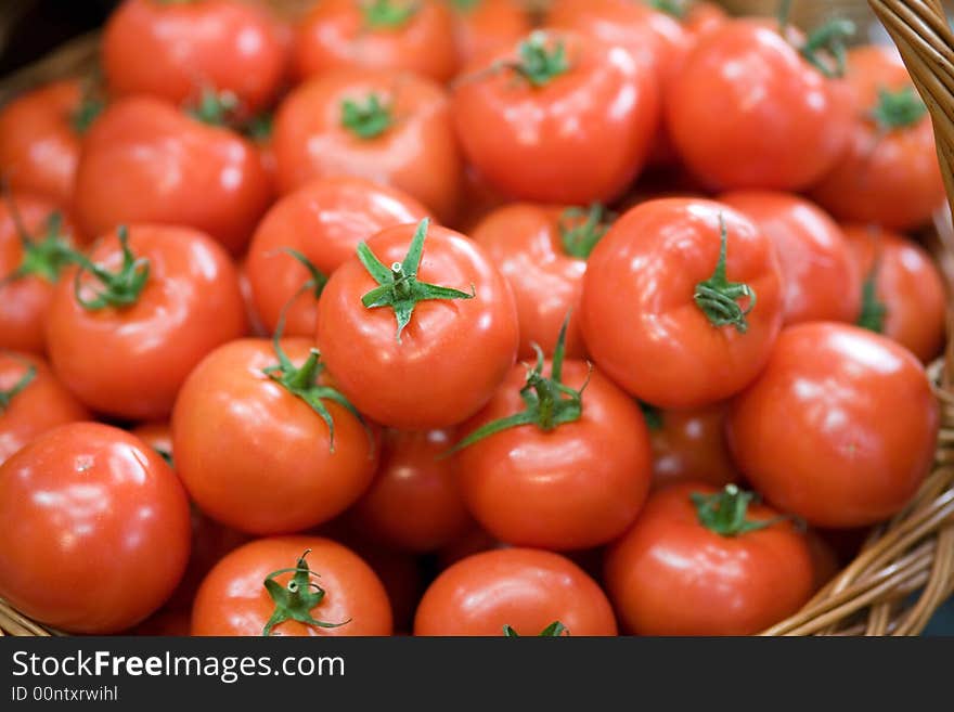 Red tomato in a basket