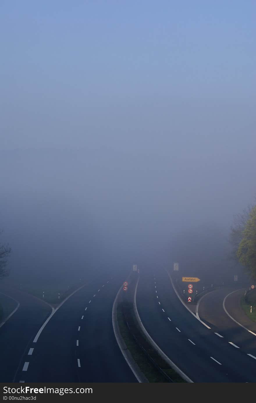 German Autobahn Expressway at daybreak. German Autobahn Expressway at daybreak