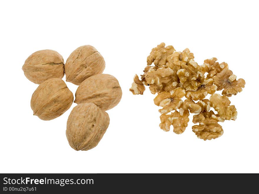 Fresh walnuts isolated on a white background