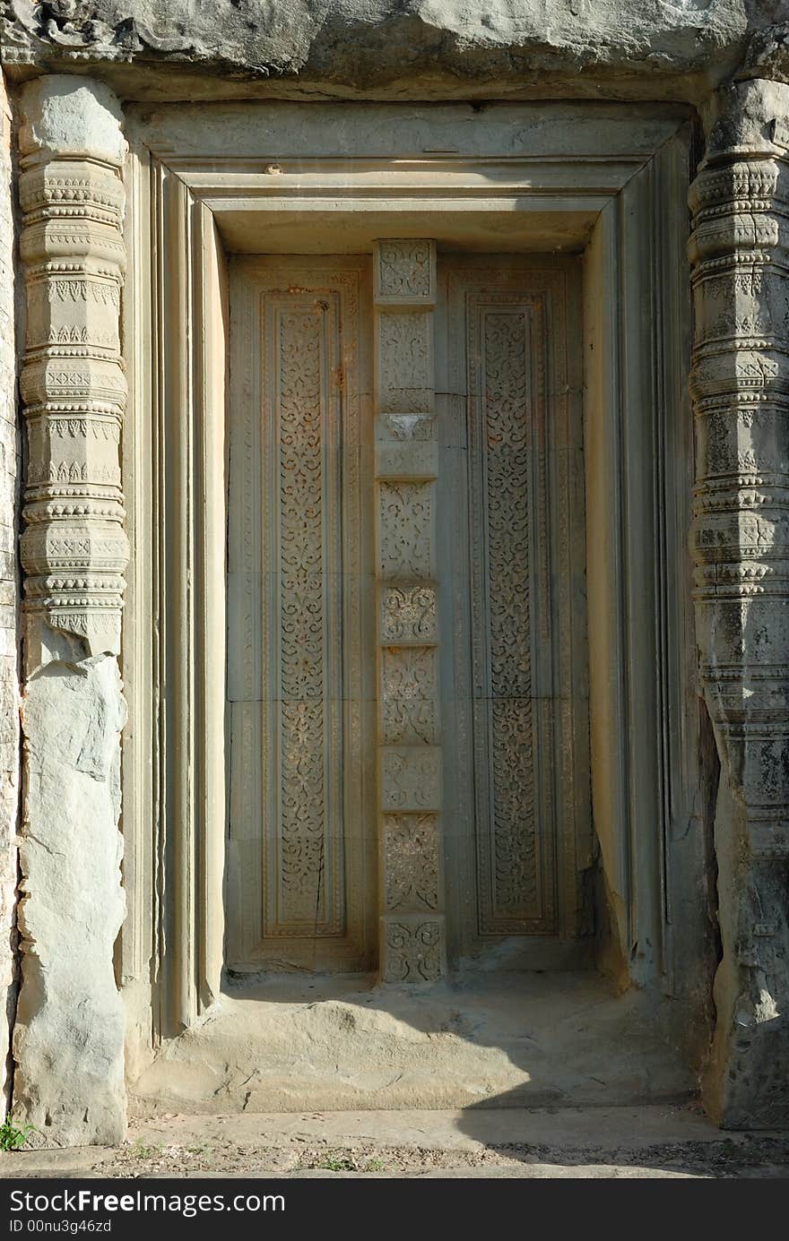 Stone door in Angkor, Cambodia