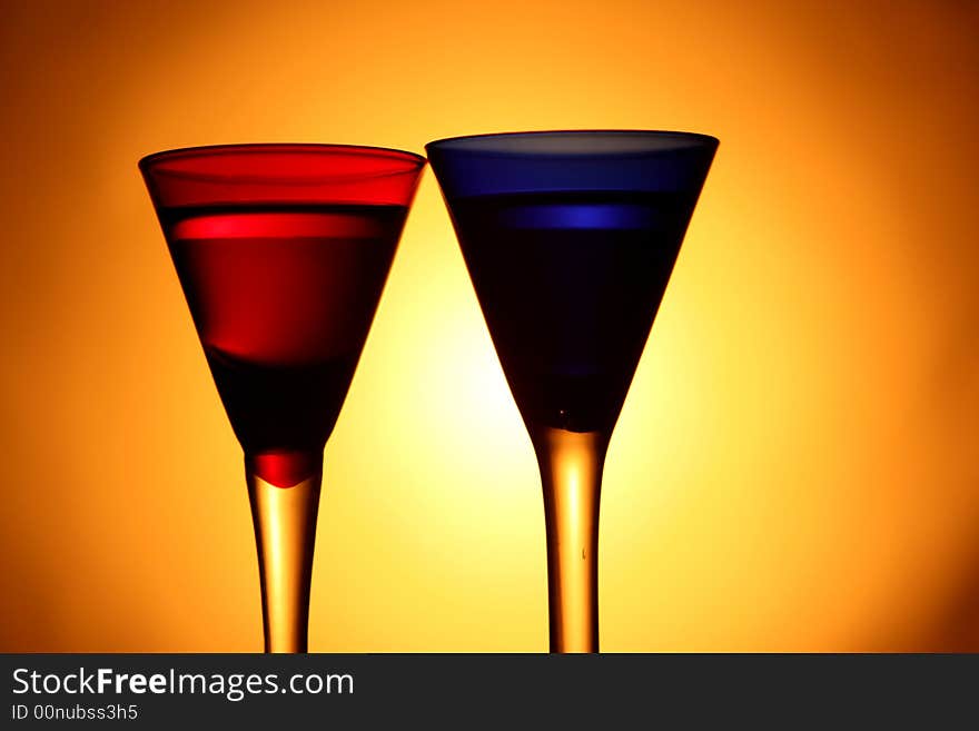 Two nice colored wine glasses