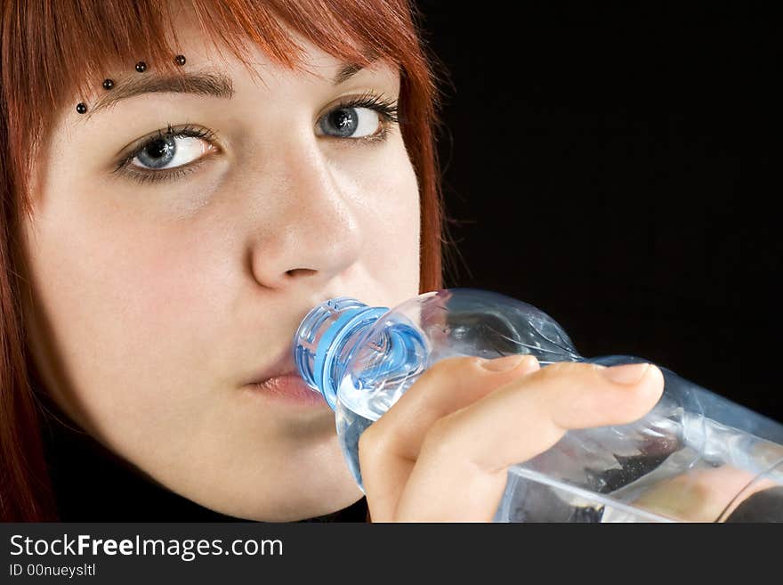 Redhead Drinking Water