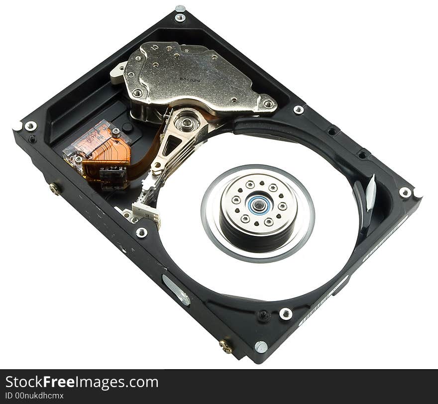 An open SCSI hard drive. An open SCSI hard drive