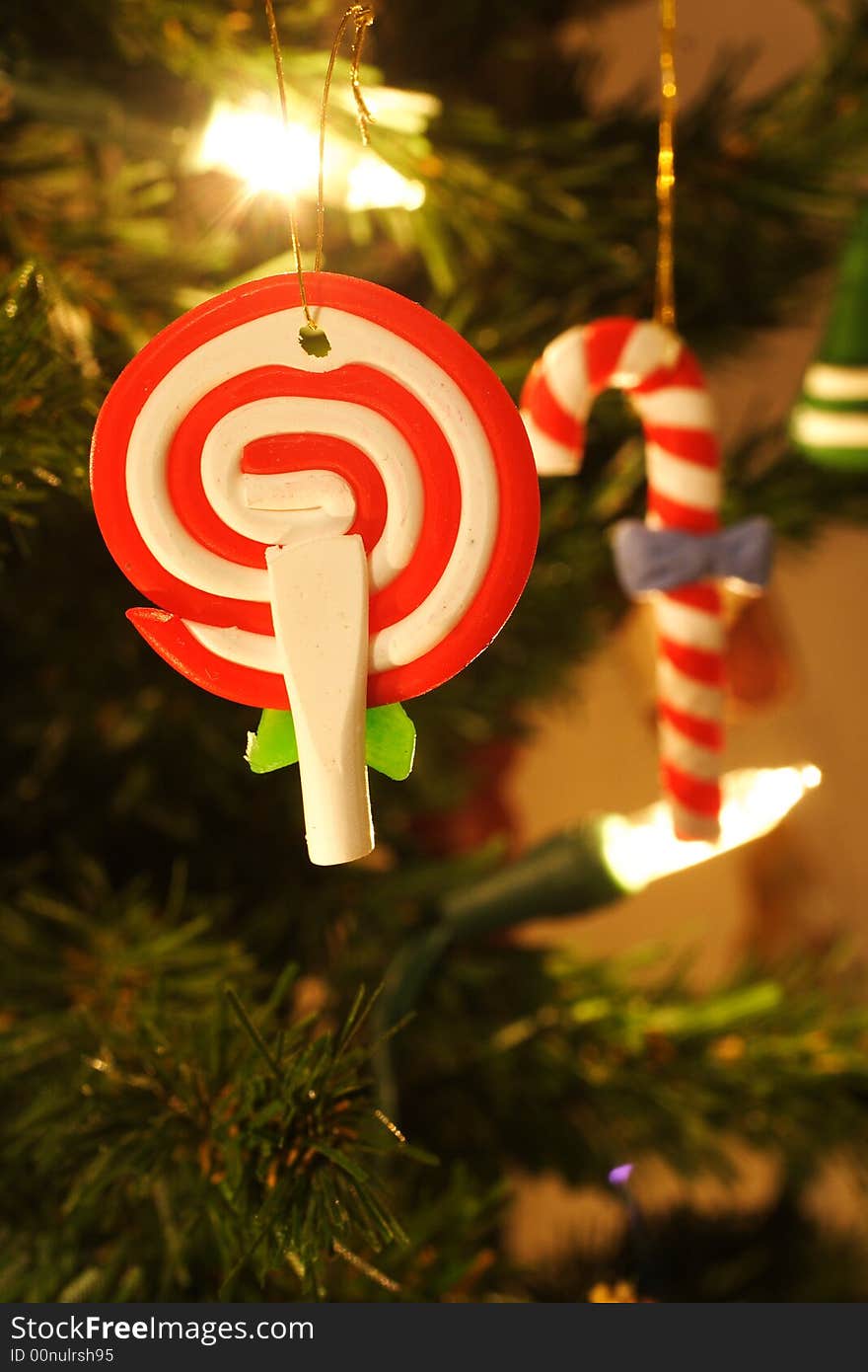 Lollipop and candy cane christmas ornaments