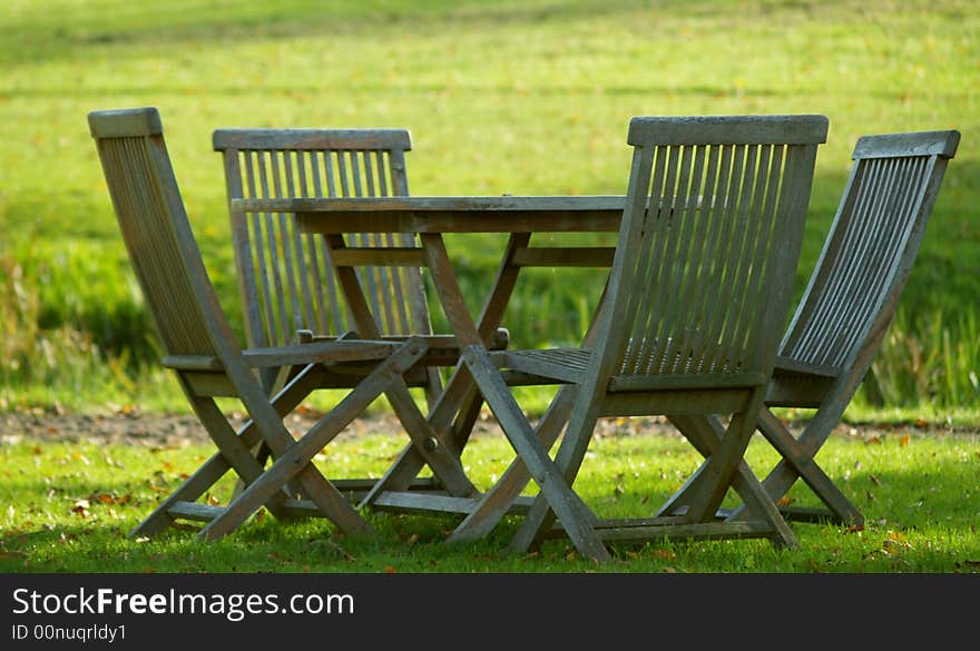 An empty set of chairs in the sun. An empty set of chairs in the sun