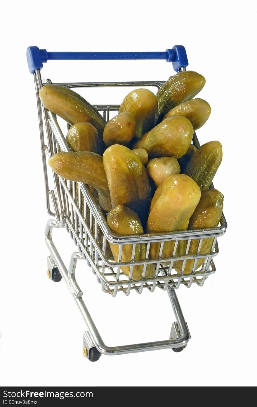 Cucumbers In A Trolley Isolated