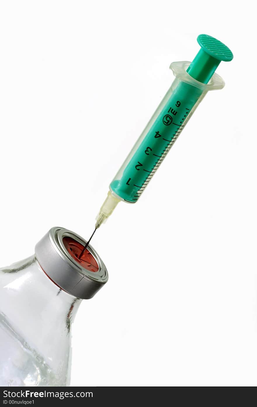 Bottle Isotonic solution with a Syringe. Bottle Isotonic solution with a Syringe