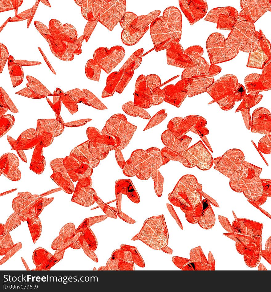 An illustration of St. Valentines confetti failing from the sky. An illustration of St. Valentines confetti failing from the sky.