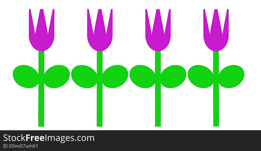 An simple illustration of purple tulips in the spring. An simple illustration of purple tulips in the spring.