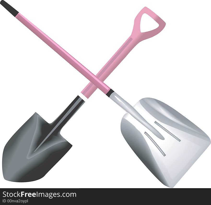 Pair Of Shovels With Different Shaped Grips