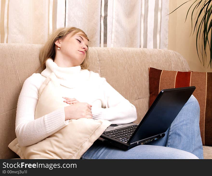 Young woman takes a break.