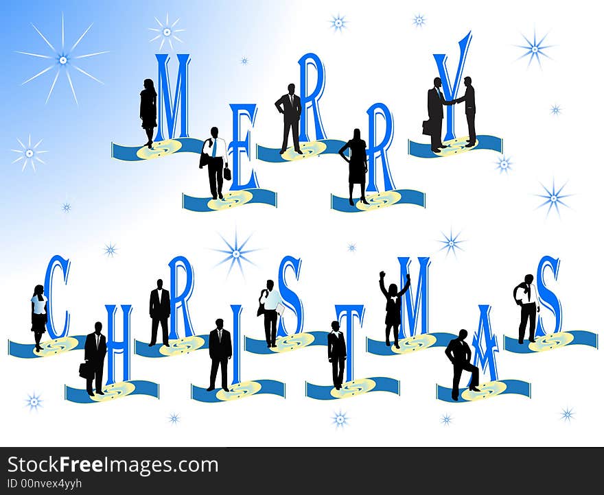 Illustration of business people and Christmas