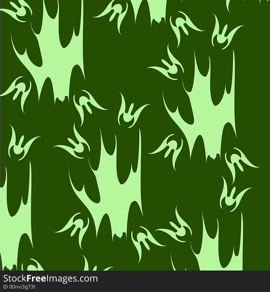 Illustration with light and dark green abstract background