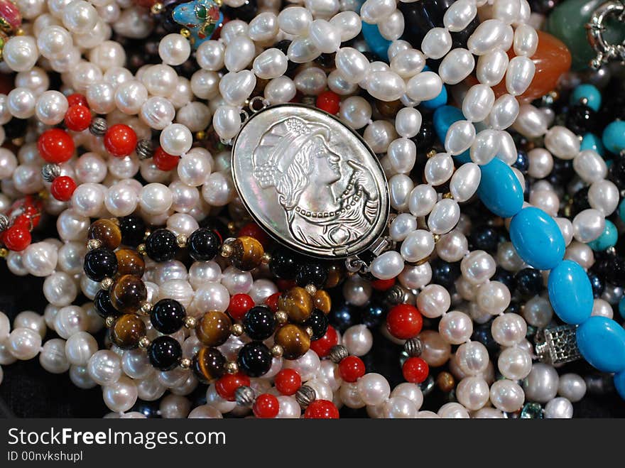 Closeup of colorful semiprecious jewels