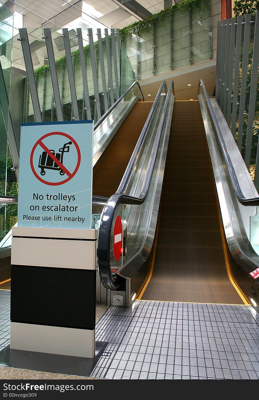 Escalators in Changi airport Singapore