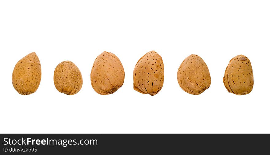 Almonds in shell isolated on a white background