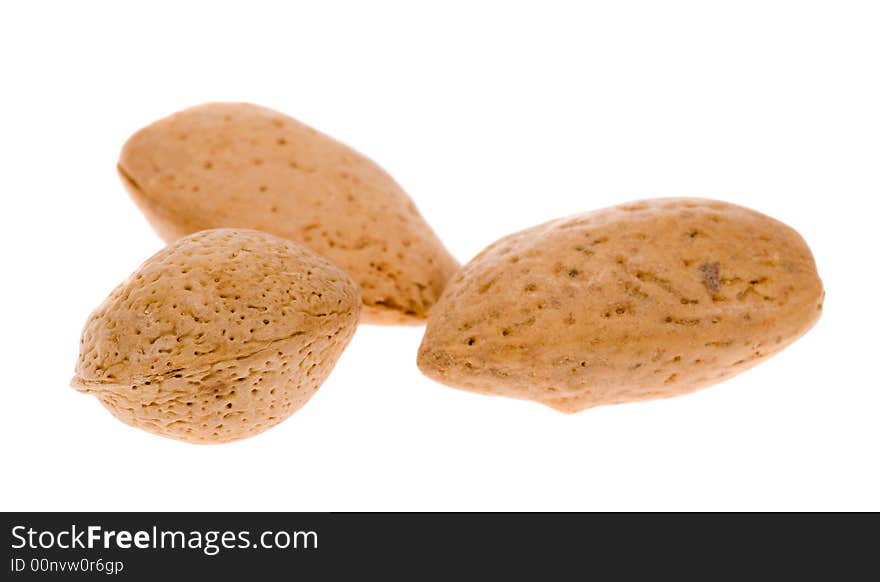 Almonds in shell isolated on a white background