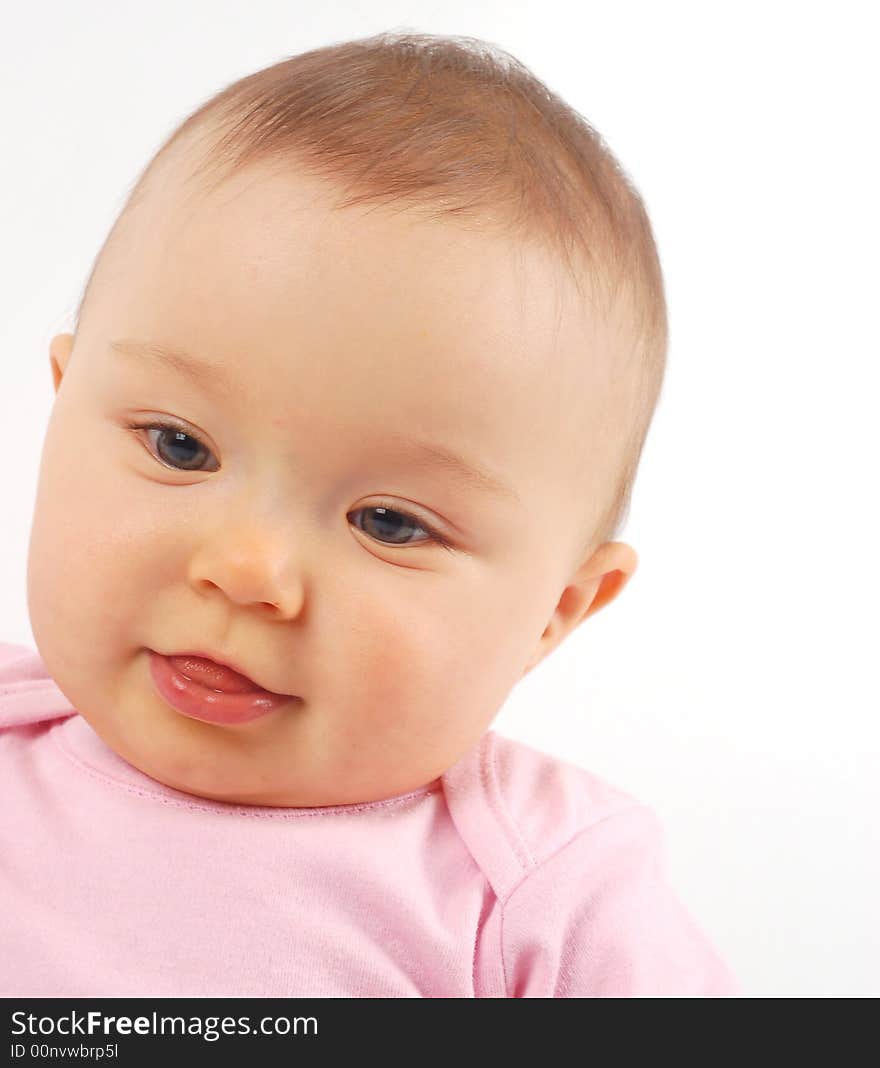 Sweet happy baby girl on white background. Sweet happy baby girl on white background