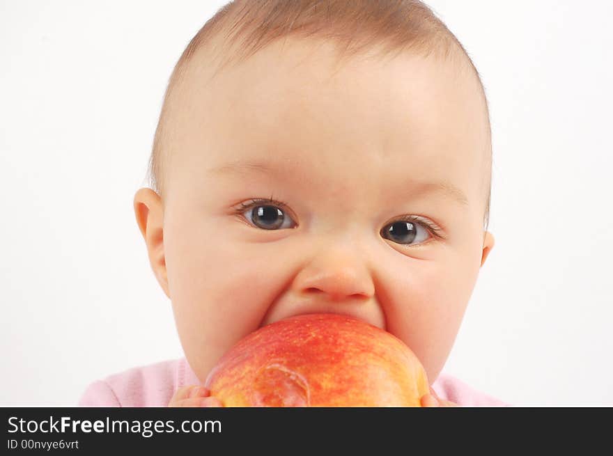 Sweet happy baby girl on white background. Sweet happy baby girl on white background