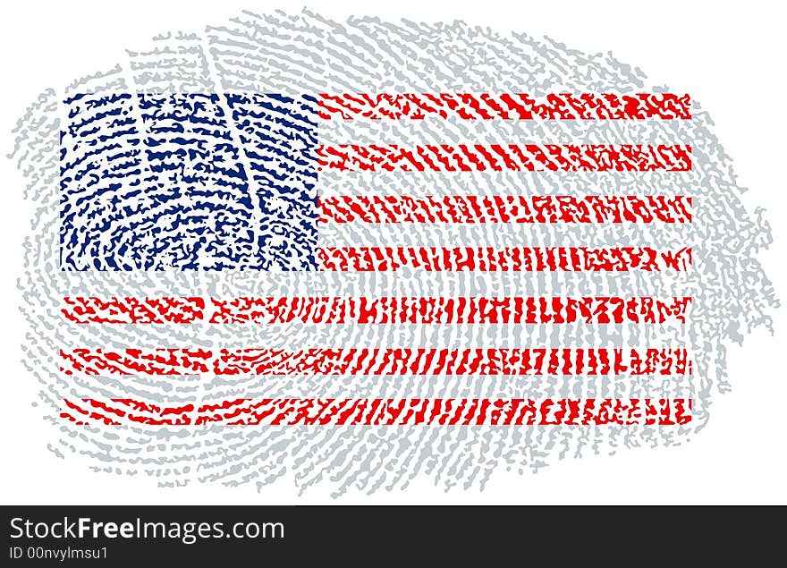 American Flag within a fingerprint. American Flag within a fingerprint