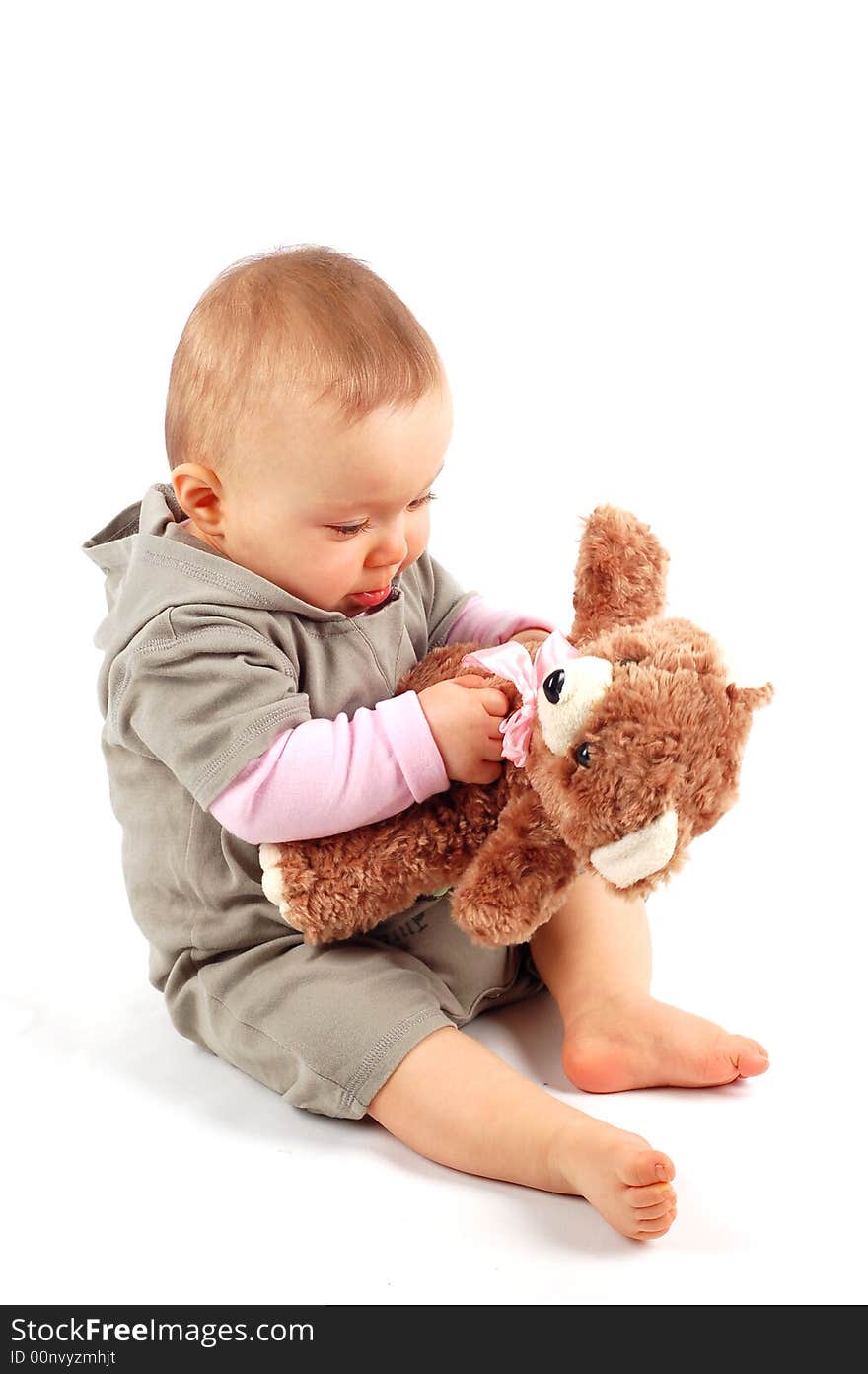 Sweet happy baby girl on white background. Sweet happy baby girl on white background