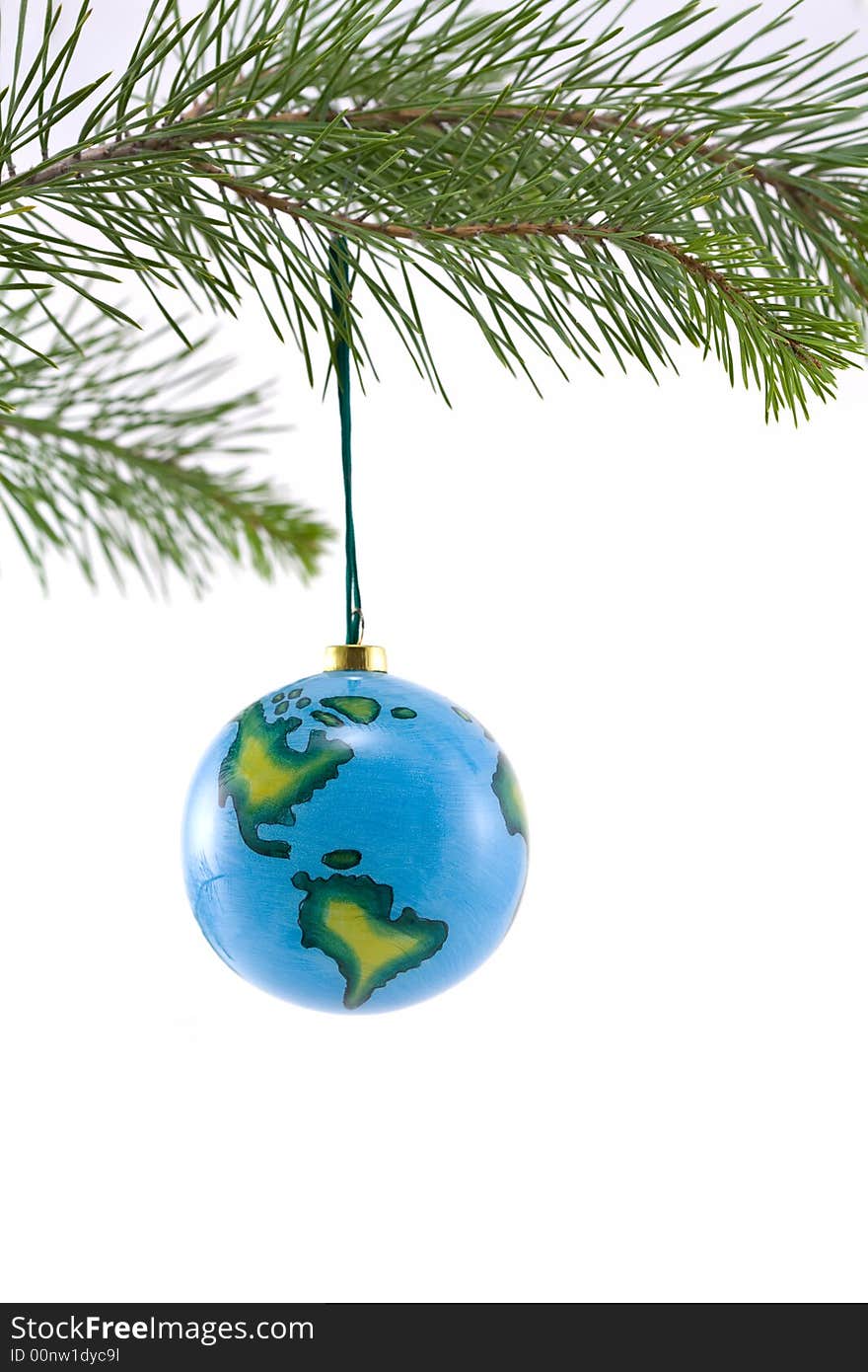 Globe Christmas Ornament showing North and South America