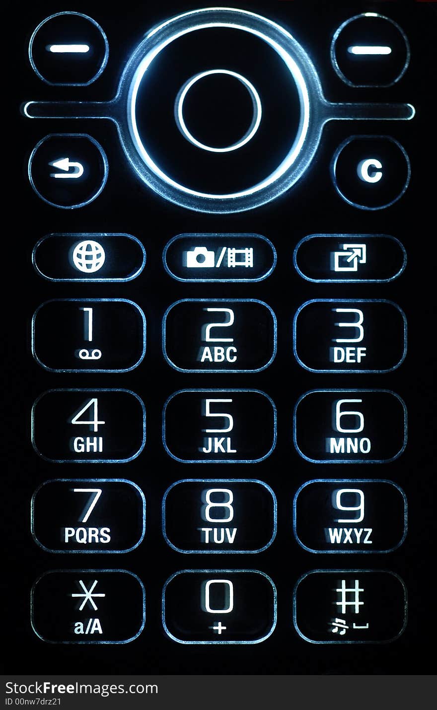 Blue illuminated mobile phone numbers