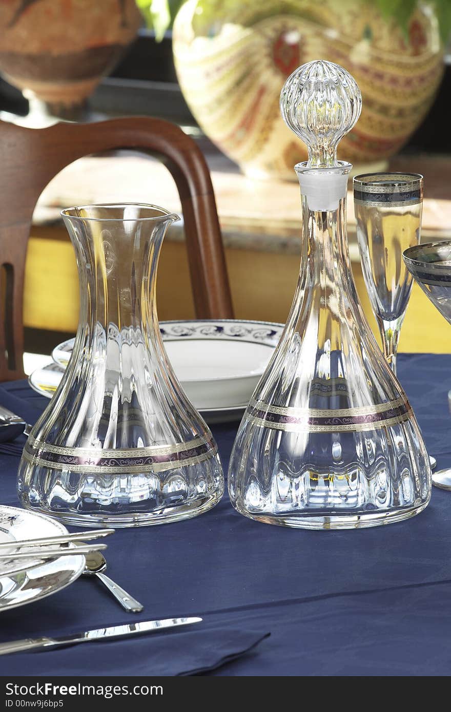 Crystal bottle and carafe