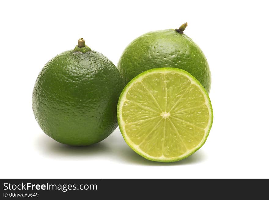 Fresh lime on white background