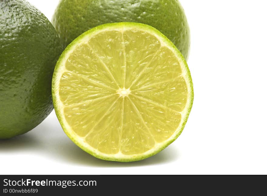 Fresh lime on white background