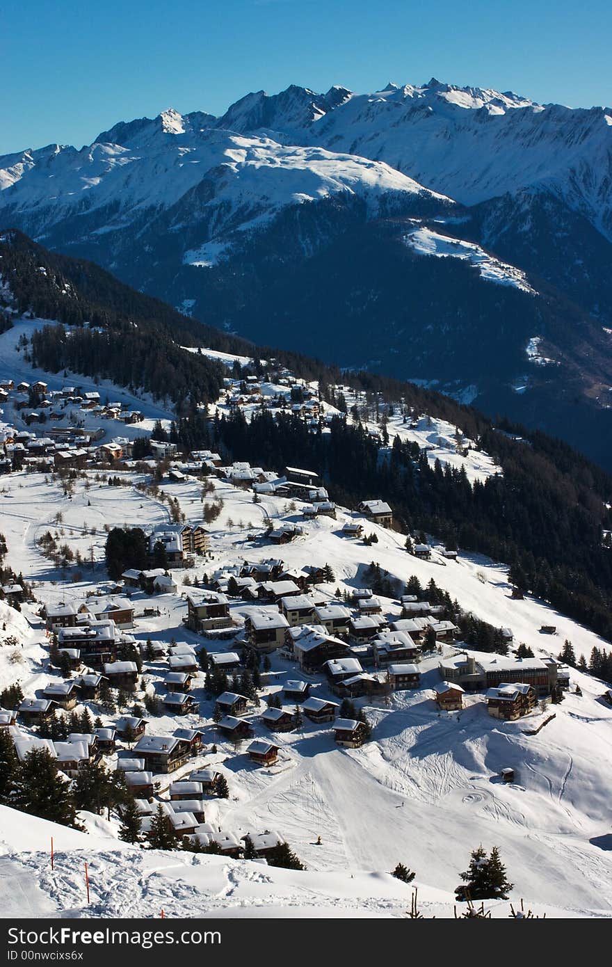 Riederalp Village In Swiss Alps