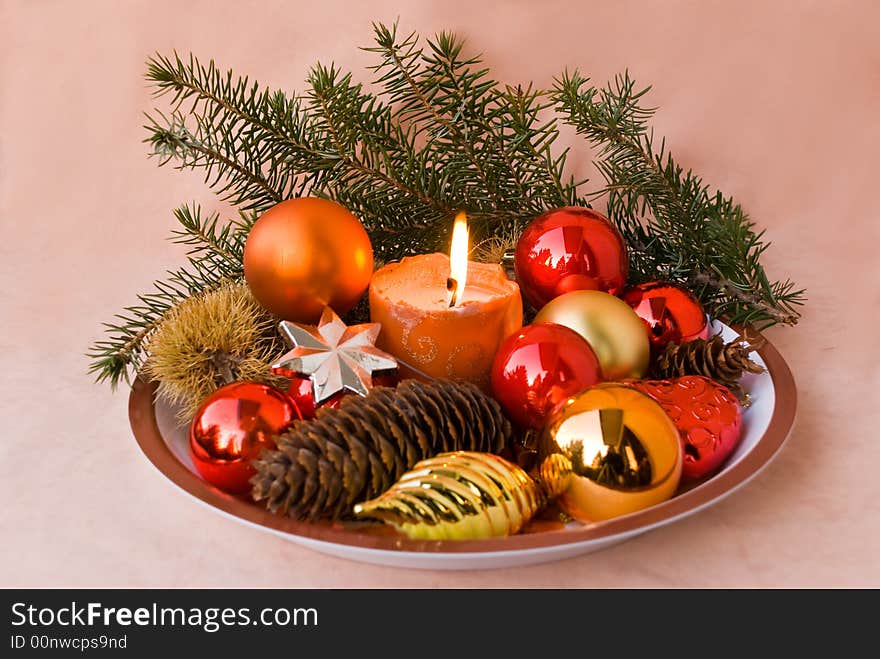 A christmas ornament with candle