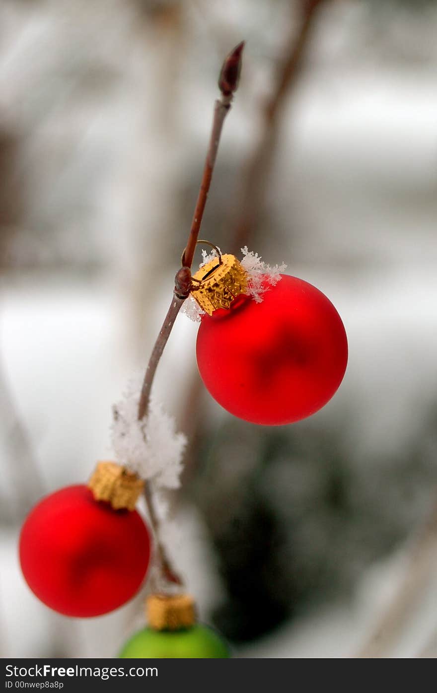 Red Ornament with Snow Flakes