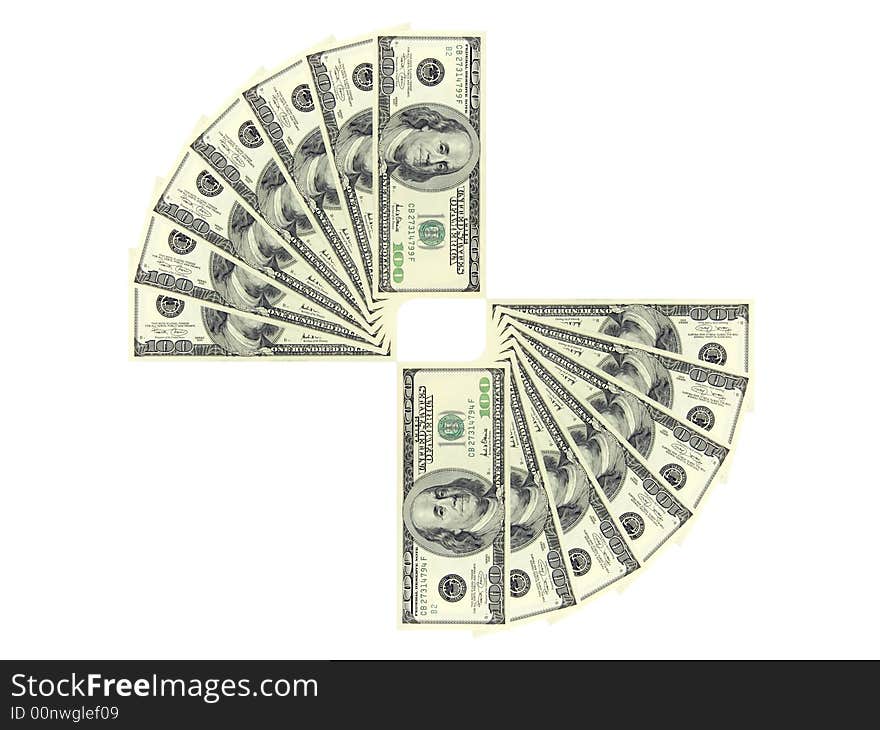 Dollar banknotes on a white background. Dollar banknotes on a white background