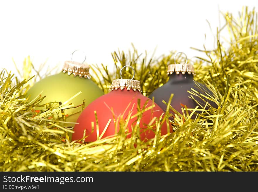 Colorful ornaments isolated against white background