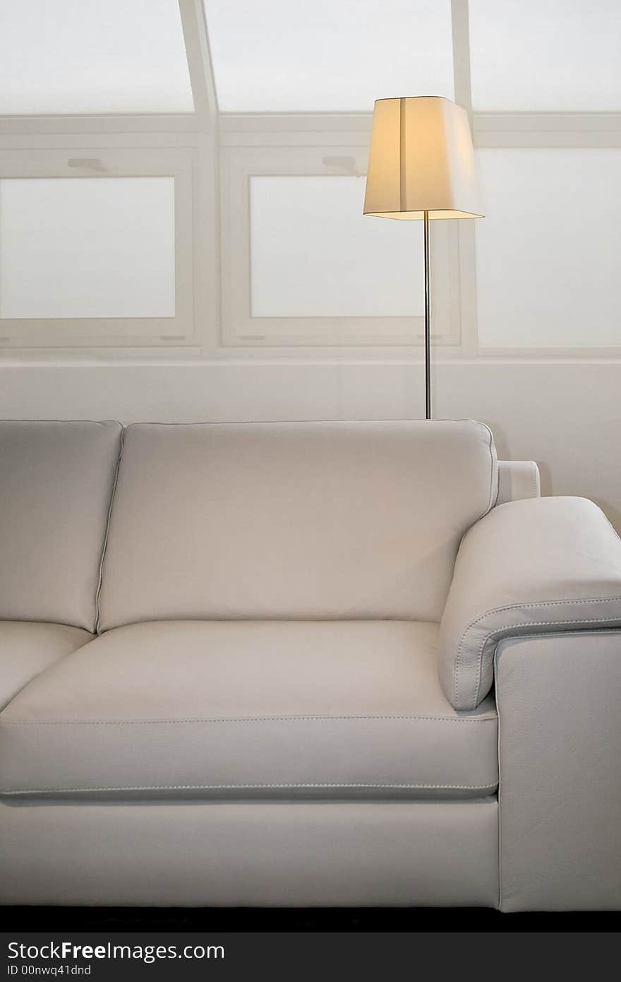 Sofa and lamp