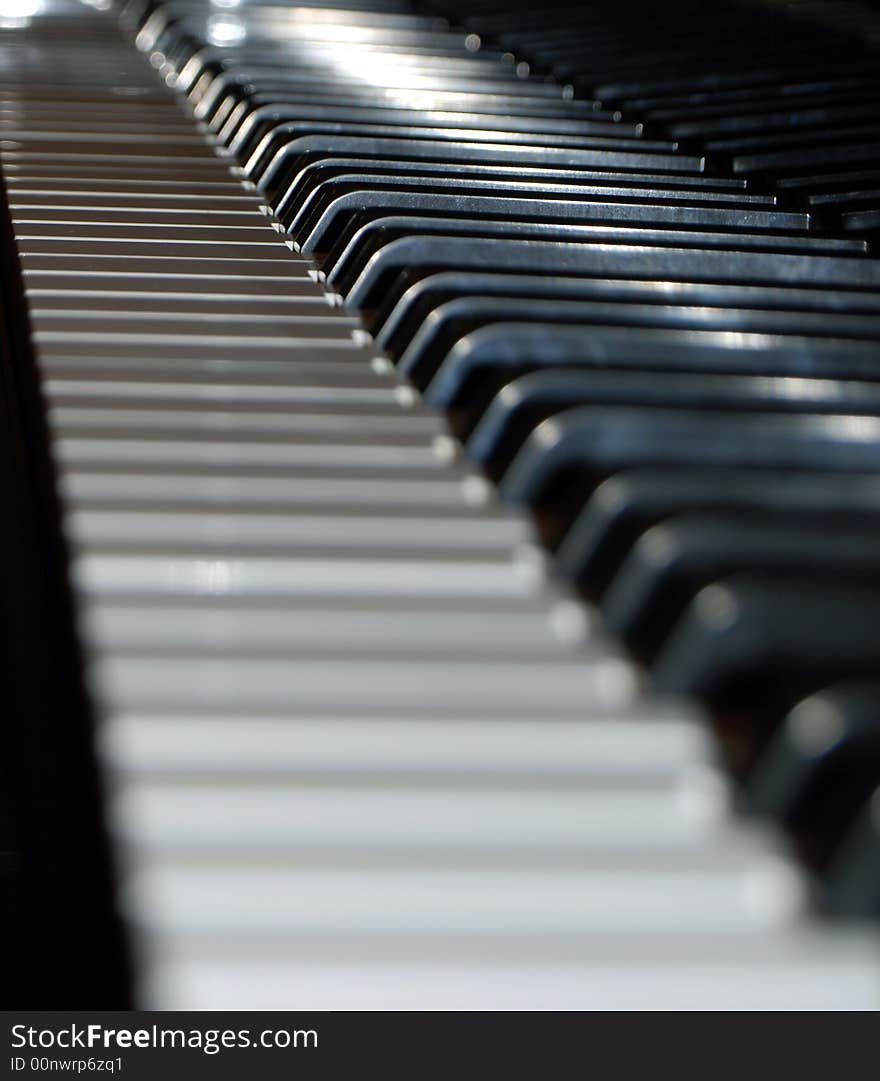 Looking down a piano's keys. Looking down a piano's keys.