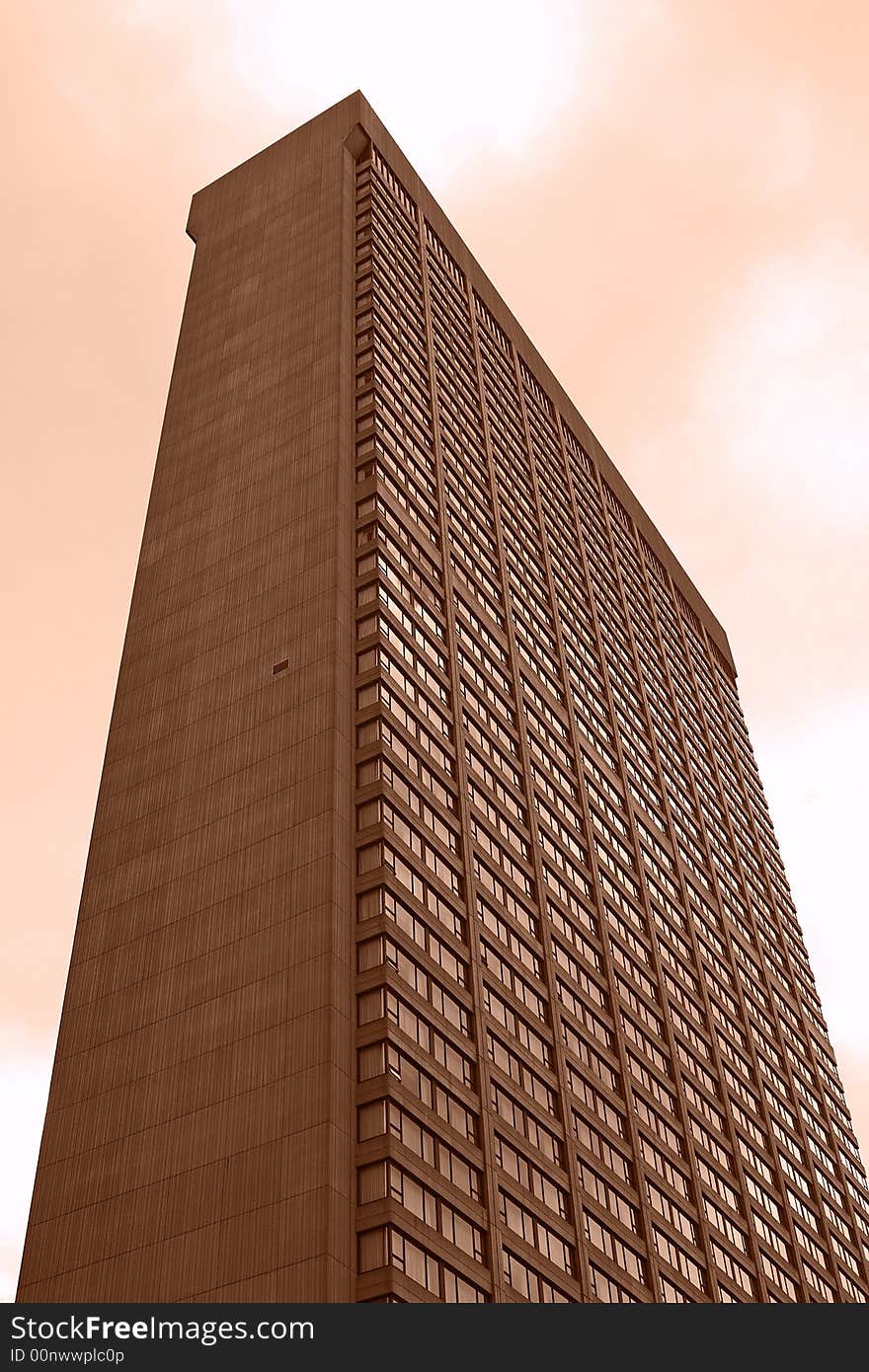 Glass buildings hi rise sepia