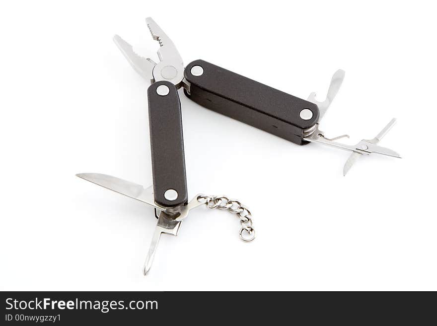 Black knife and tolls pliers