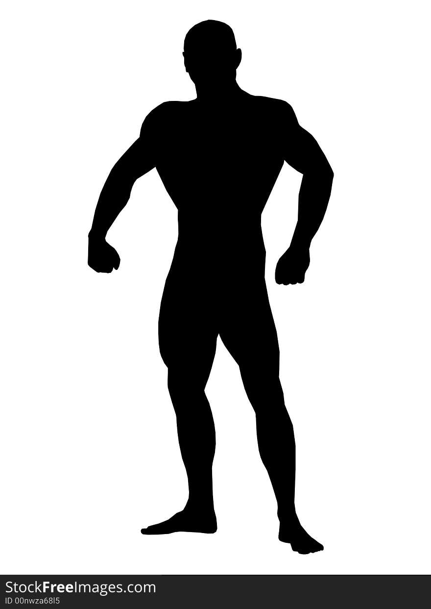 Body building champion pose silhouette