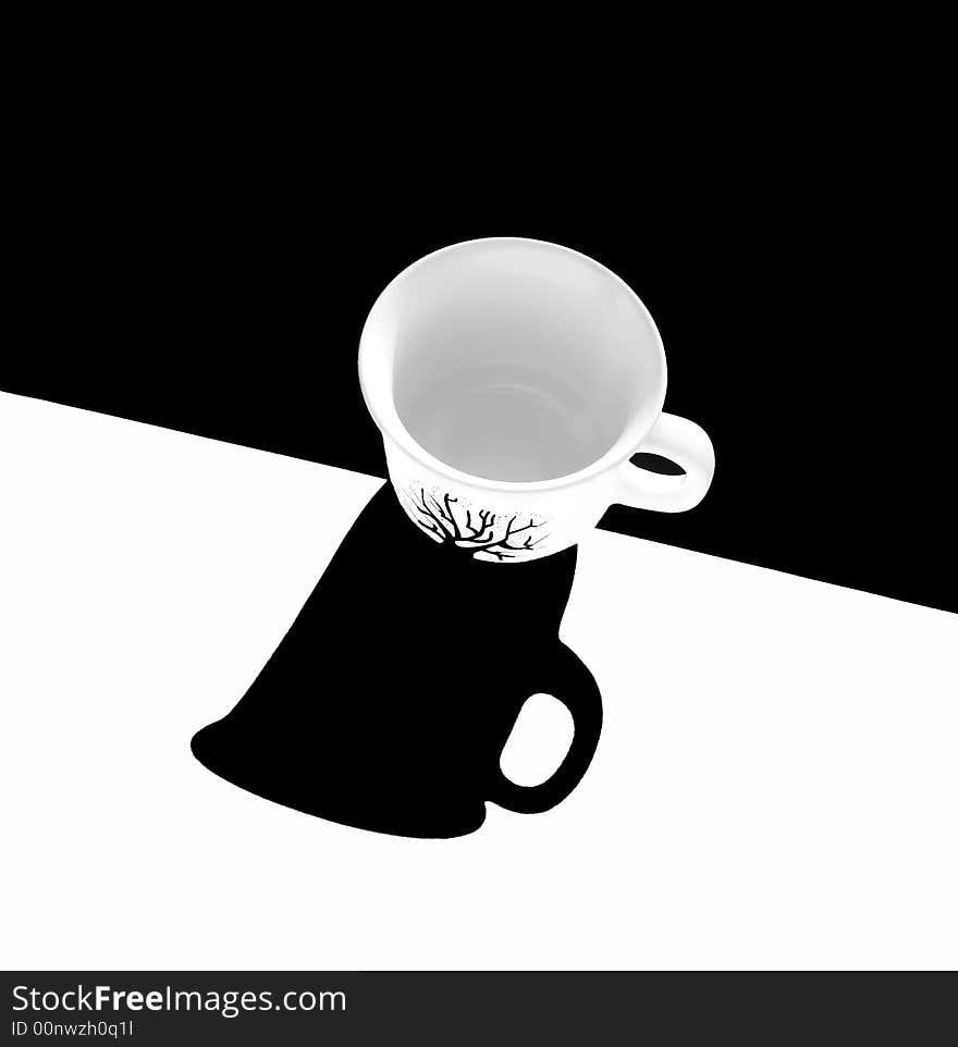 White Cup And Black Shadow