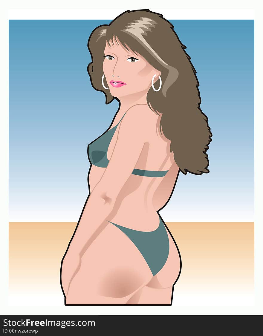 Woman on the beach wearing a bathing suit. Woman on the beach wearing a bathing suit.