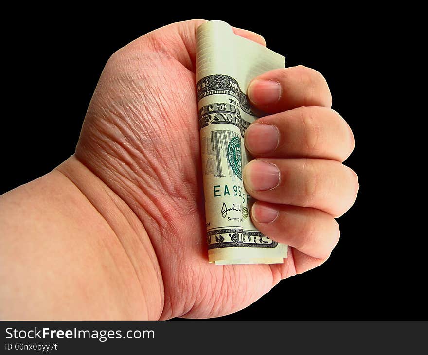 Hand giving or holding US currency (Isolated). Hand giving or holding US currency (Isolated)