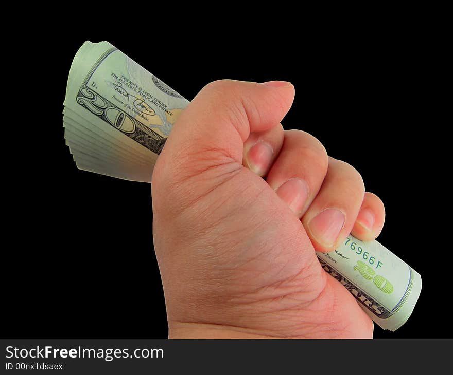 Hand giving or holding US currency (Isolated). Hand giving or holding US currency (Isolated)